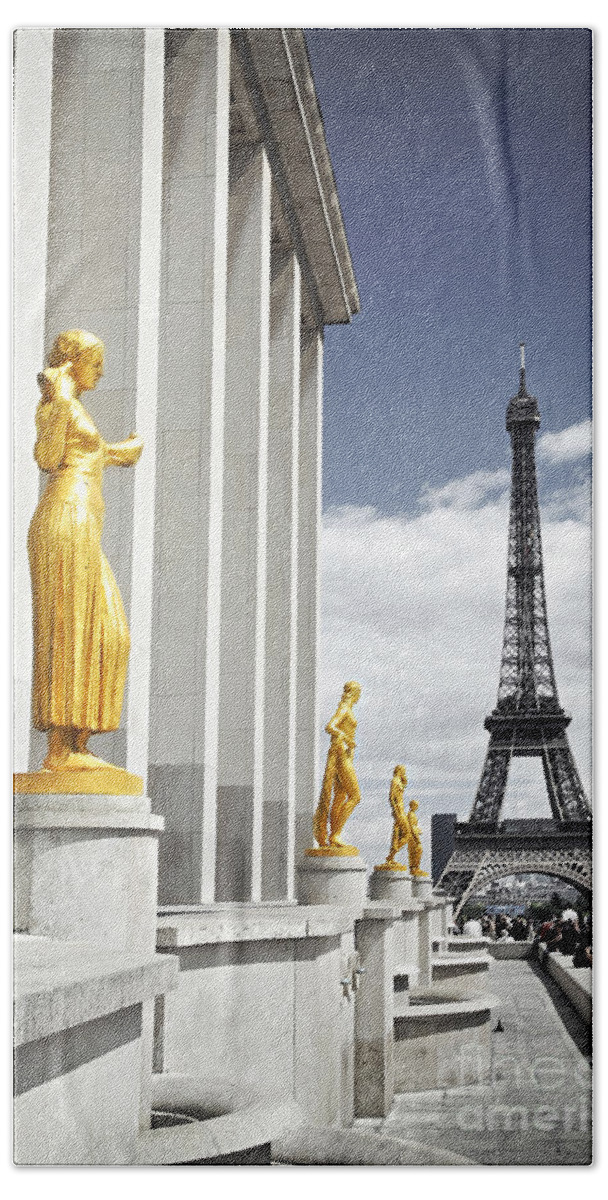 Eiffel Hand Towel featuring the photograph Eiffel tower from Trocadero by Elena Elisseeva