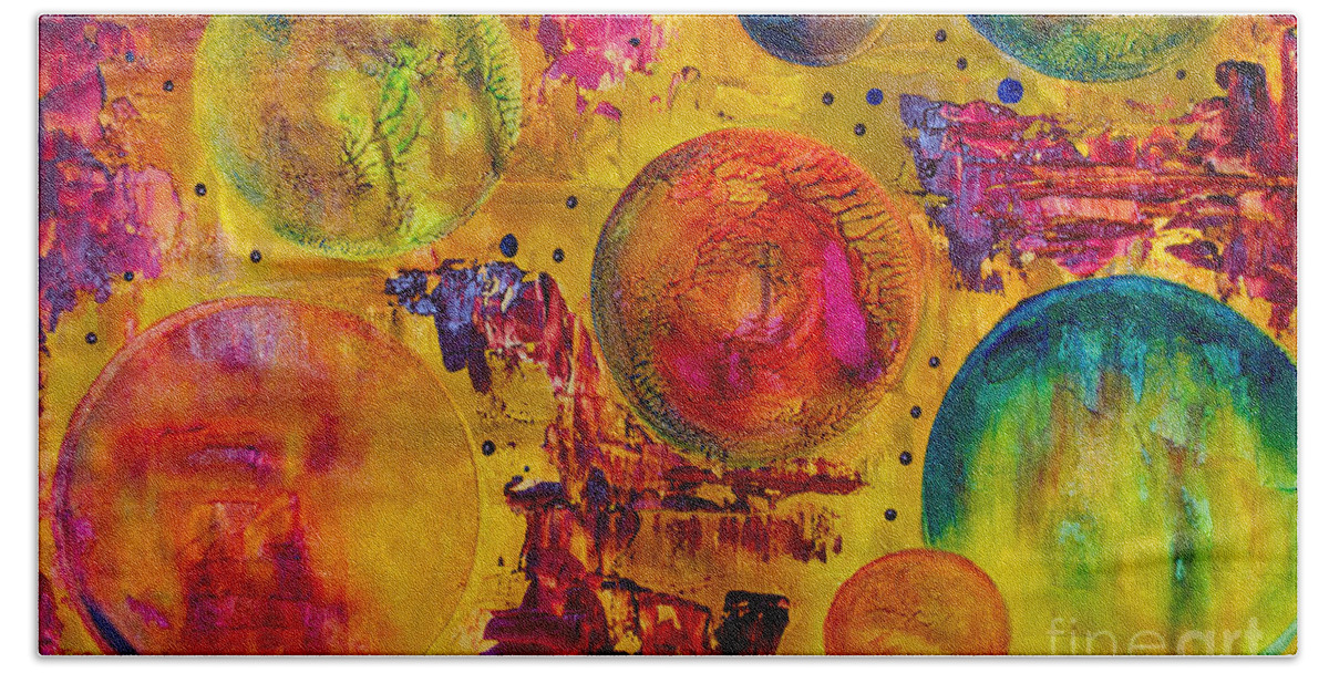 Planets Bath Towel featuring the painting Eight Planets by Claire Bull