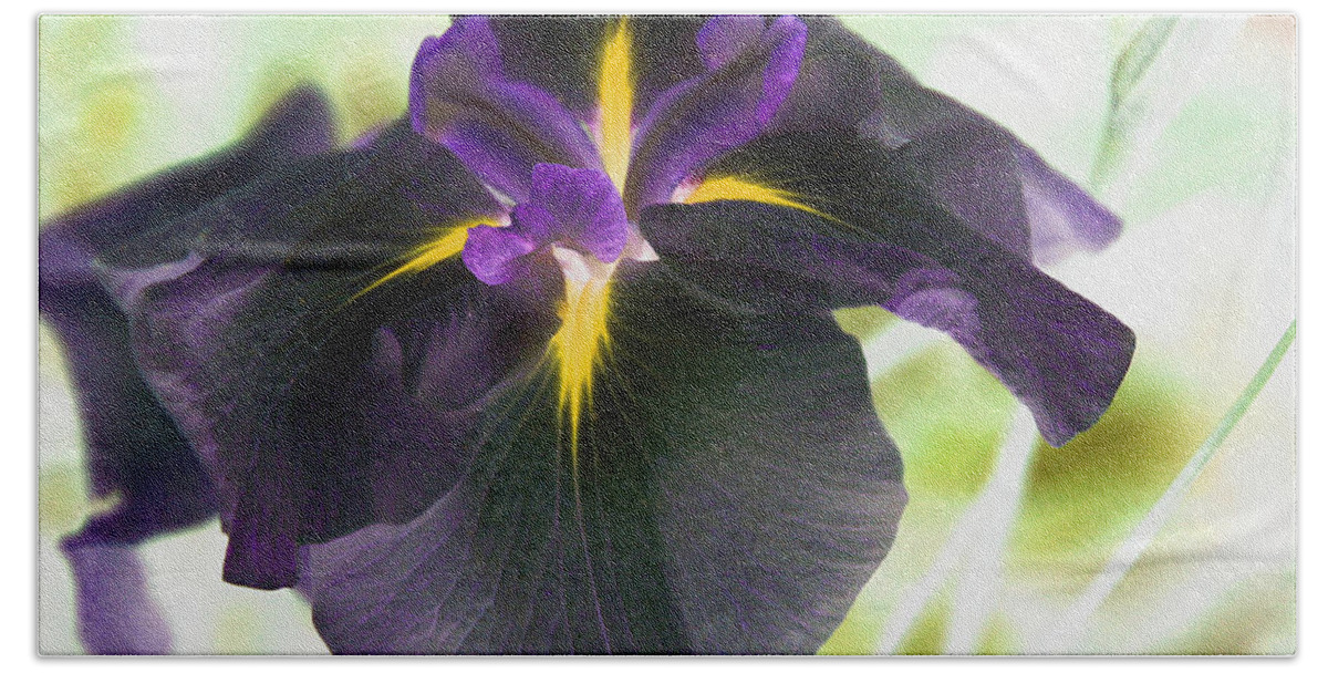 Flower Bath Towel featuring the photograph Electric Japanese Iris by Smilin Eyes Treasures