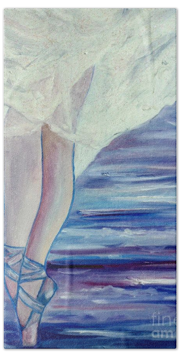 Ballet Hand Towel featuring the painting En Pointe by Julie Brugh Riffey