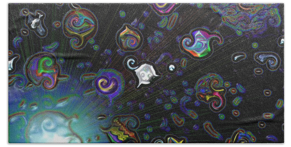 Space Bath Towel featuring the digital art Exploding Star by Alec Drake