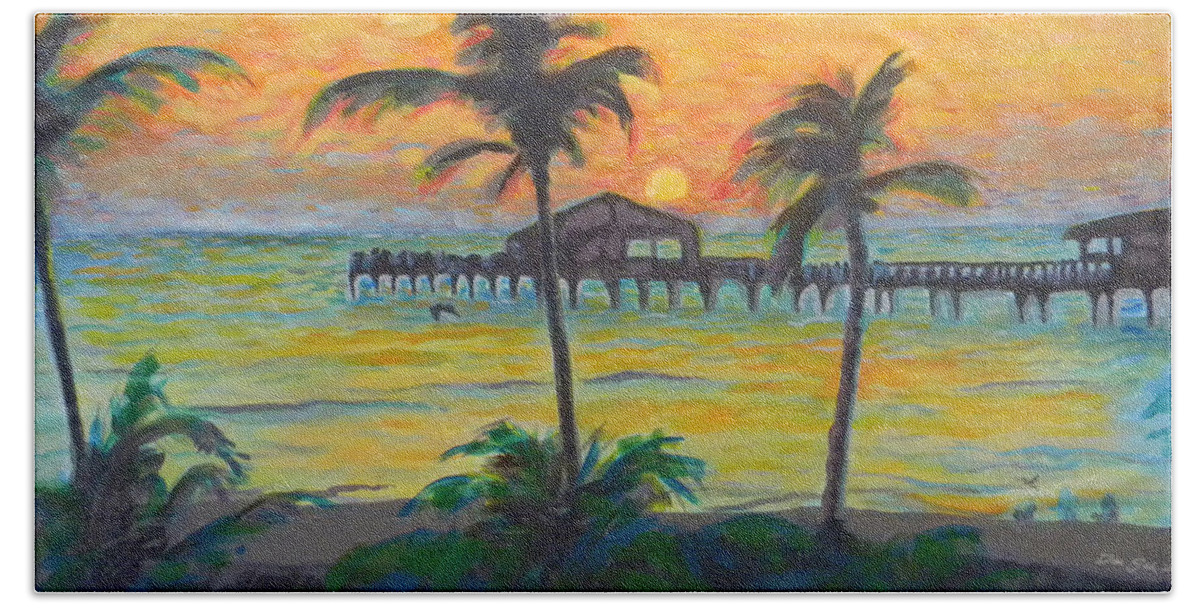 Fishing Pier Bath Towel featuring the painting Fishing Pier by Daniel Gale