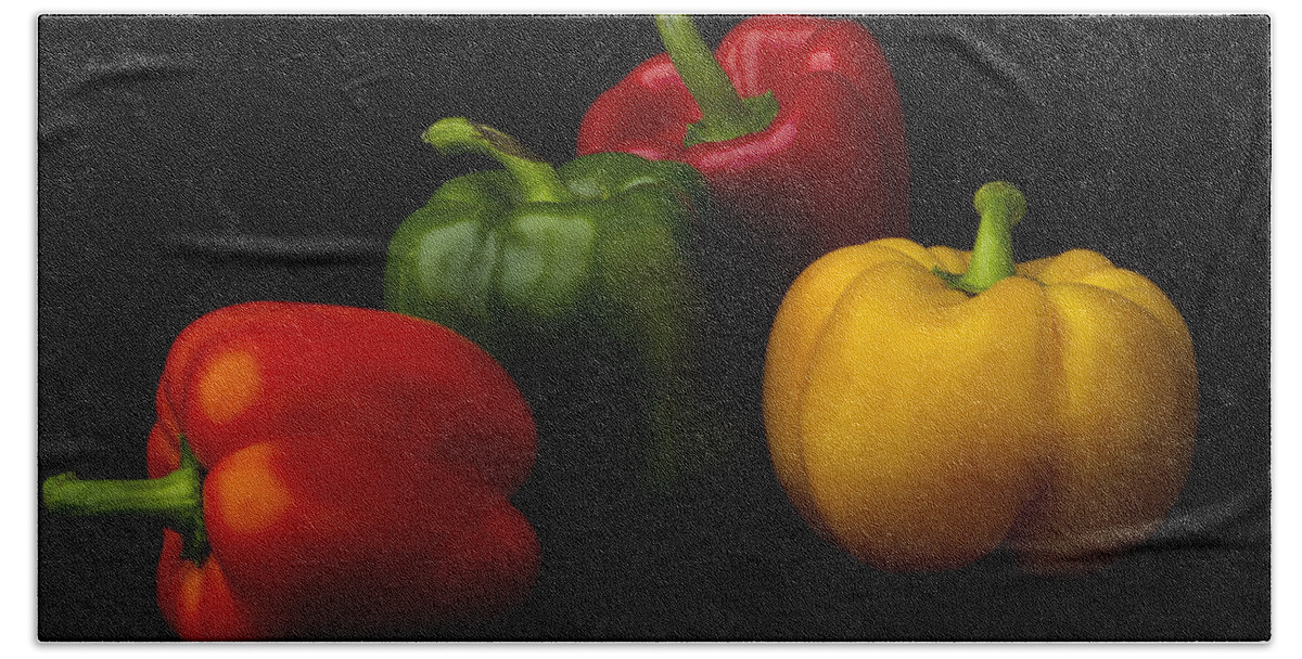 Fine Art Bath Towel featuring the photograph Four Peppers by Frederic A Reinecke