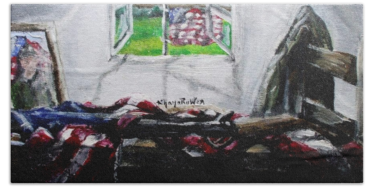 America Bath Towel featuring the painting Freedom Doesnt Come Free by Shana Rowe Jackson