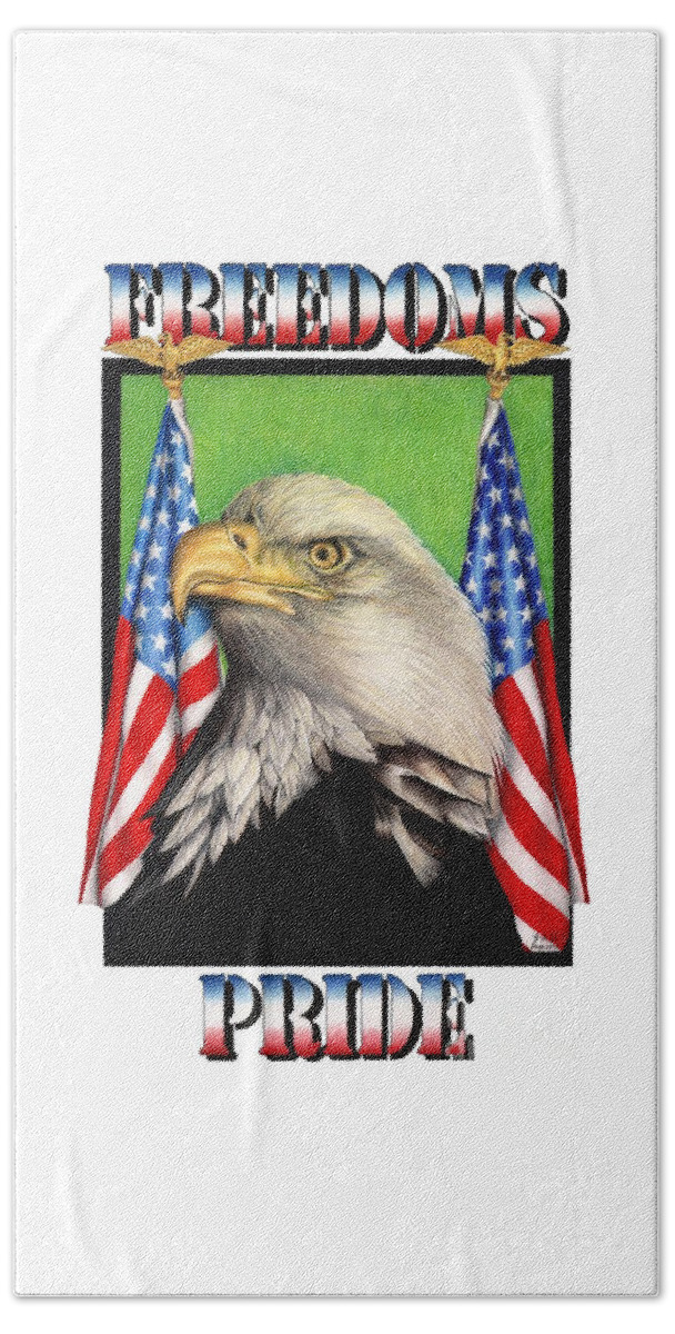 Eagle Hand Towel featuring the drawing Freedoms Pride by Sheryl Unwin