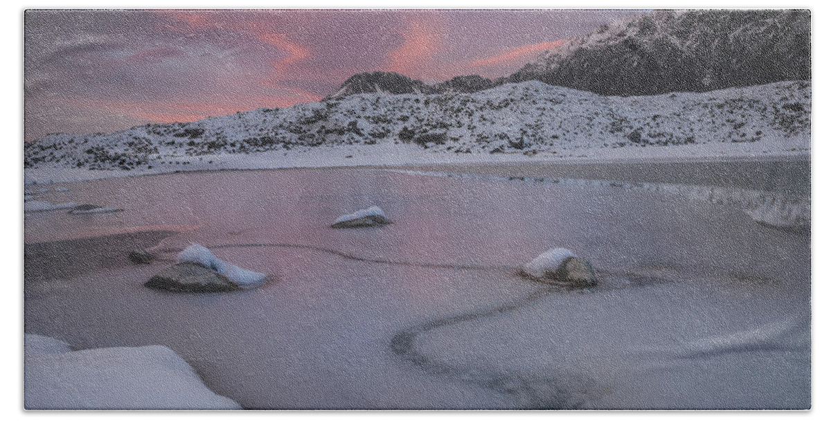 00486214 Hand Towel featuring the photograph Frozen Mueller Lake Mount Cook Np New by Colin Monteath