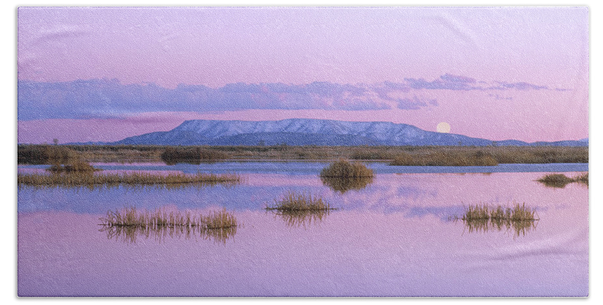 00175937 Bath Towel featuring the photograph Full Moon Rising Over Sangre De Cristo by Tim Fitzharris