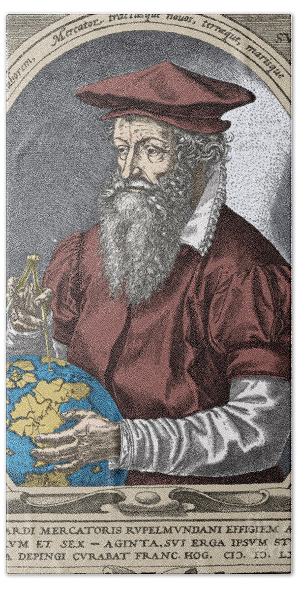 History Bath Towel featuring the photograph Gerardus Mercator, Flemish Cartographer by Science Source