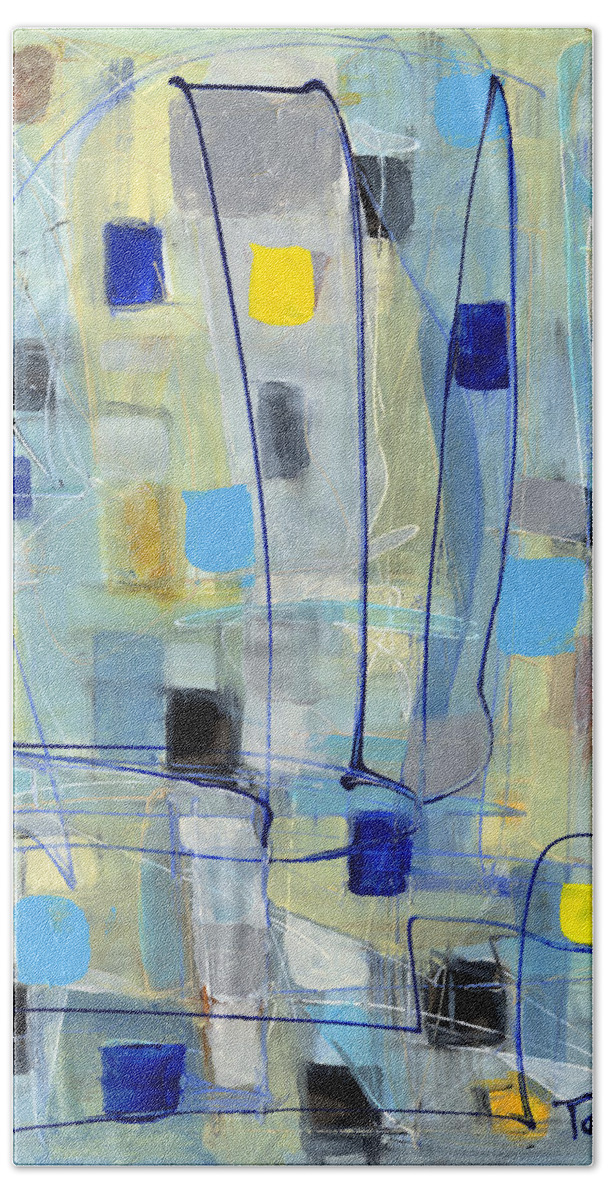 Abstract Bath Towel featuring the painting Ghost Block by Lynne Taetzsch
