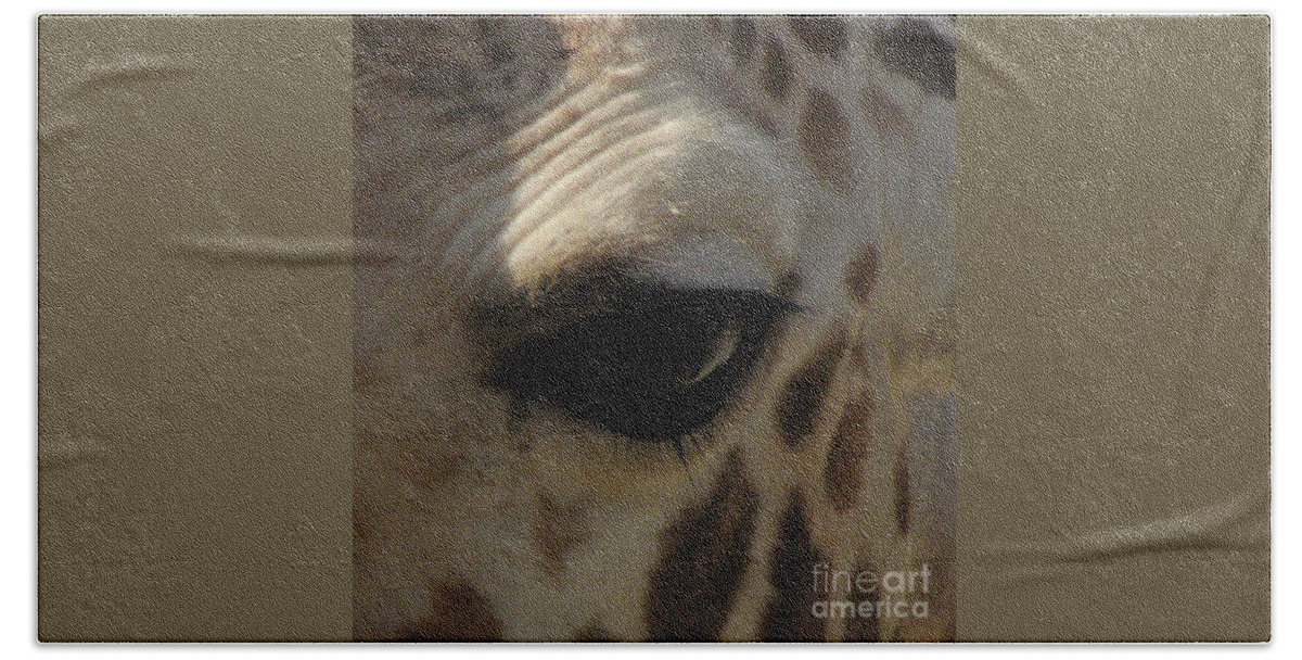 Giraffe Eye Bath Towel featuring the photograph Giraffe eye by Kim Galluzzo Wozniak