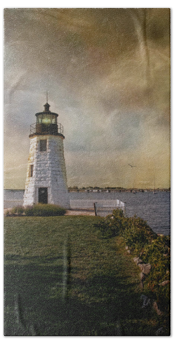 Lighthouse Bath Towel featuring the photograph Goat Island Light by Robin-Lee Vieira