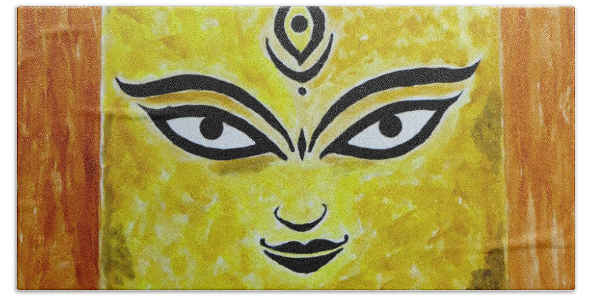 Goddess Kali Hand Towel featuring the painting Goddess Kali by Sonali Gangane