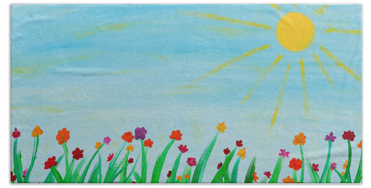 Sun Bath Towel featuring the painting Great Day by Hagit Dayan