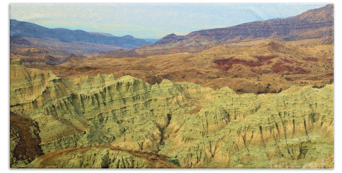 John Day Fossil Beds National Monument Hand Towel featuring the photograph Green Mountains by Adam Jewell