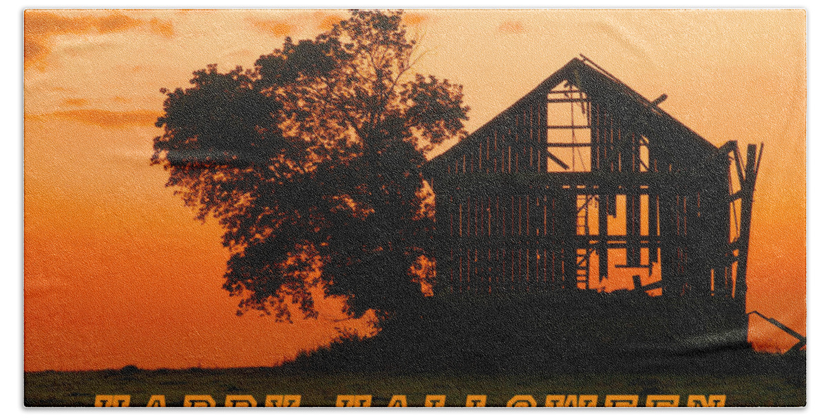 Halloween Hand Towel featuring the photograph Halloween Barn by Michael Peychich
