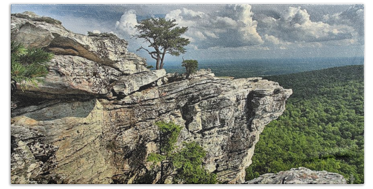 Hanging Rock State Park Bath Towel featuring the photograph Hanging Below The Sky by Adam Jewell