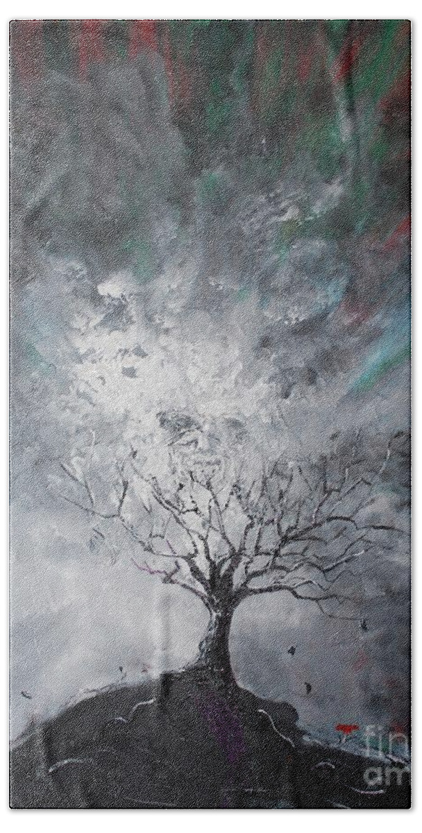 Tree Bath Towel featuring the painting Haunted Tree by Stefan Duncan