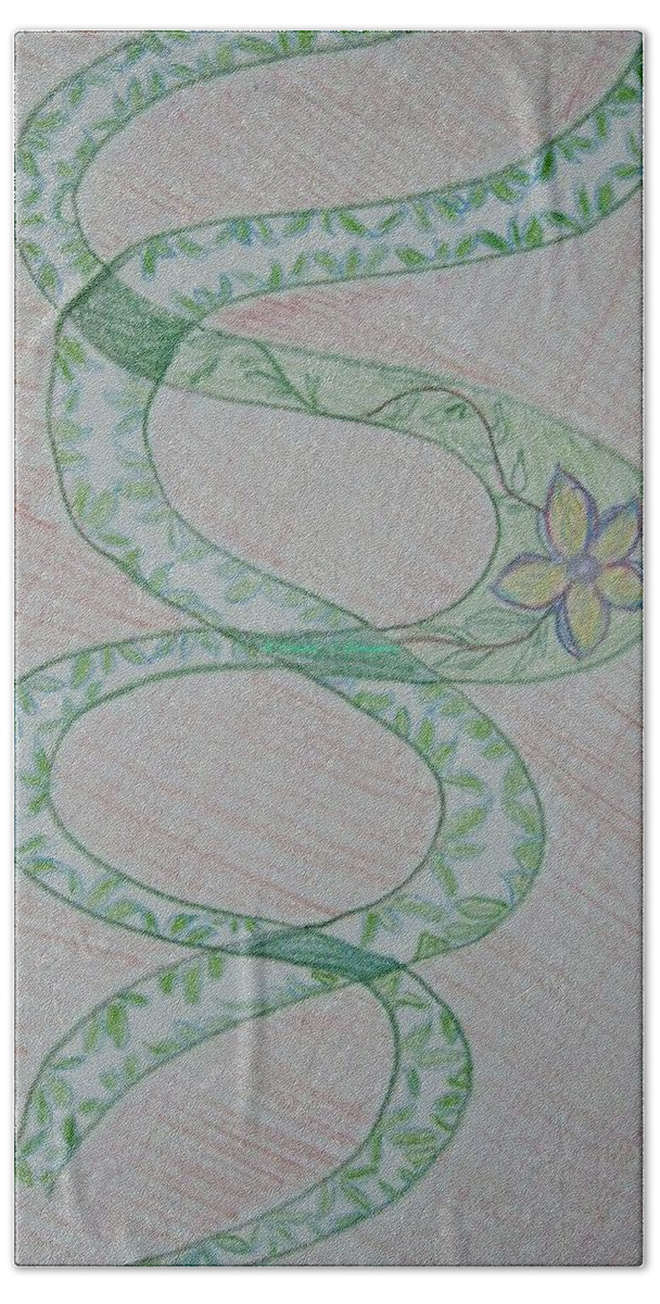 Floral Green Helix Hand Towel featuring the painting Helix by Sonali Gangane