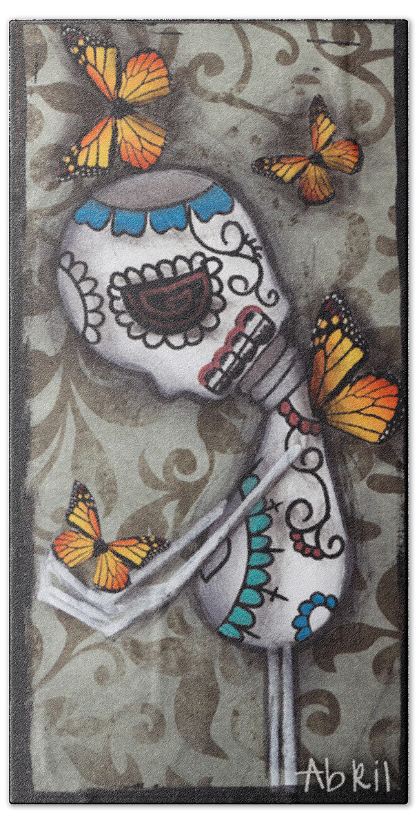 Hello Friend By Abril Andrade Griffith Hand Towel featuring the painting Hello Friend by Abril Andrade