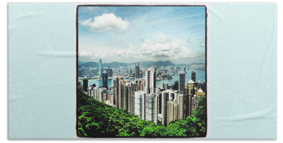 Hkellex13 Bath Towel featuring the photograph Hong Kong From The Peak by Lorelle Phoenix