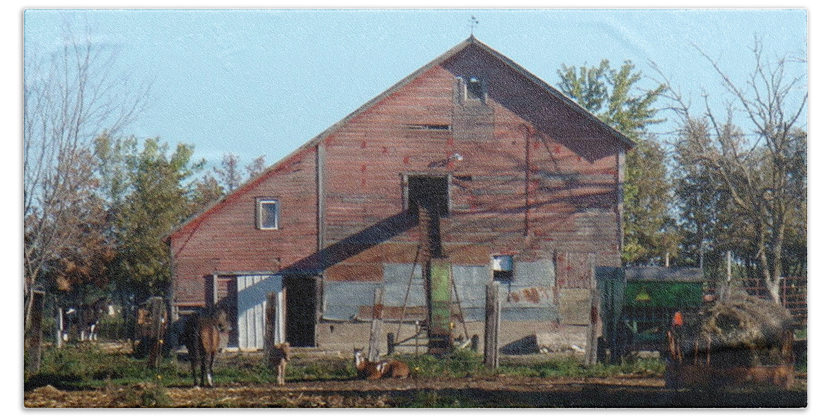 Horse Bath Towel featuring the photograph Horse Barn by Bonfire Photography