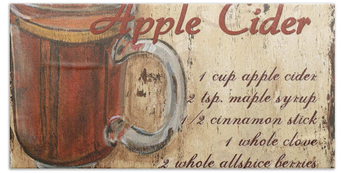 Hot Apple Cider Hand Towel featuring the painting Hot Apple Cider by Debbie DeWitt