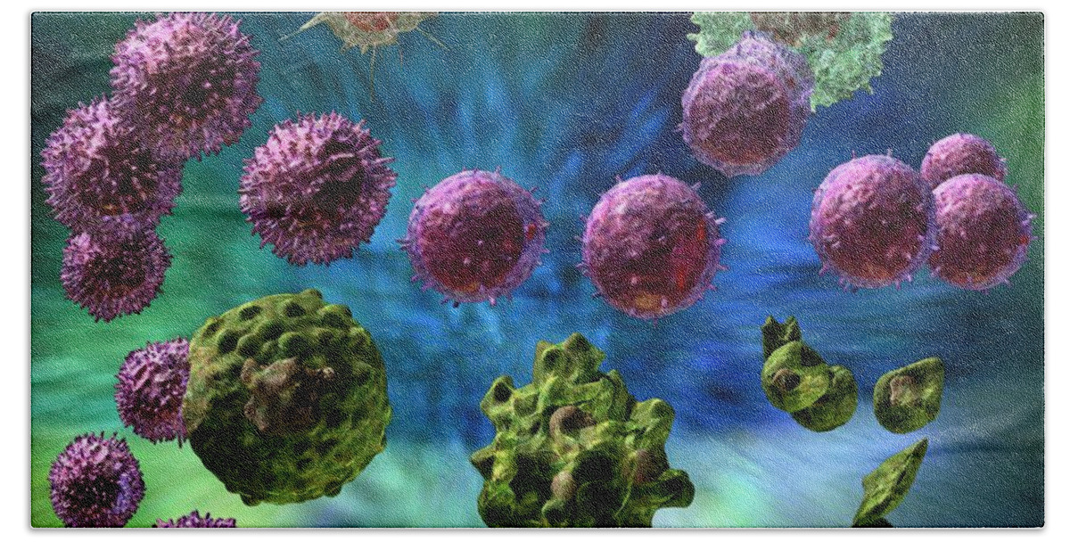 Antigens Bath Towel featuring the digital art Immune Response Cytotoxic 1 by Russell Kightley