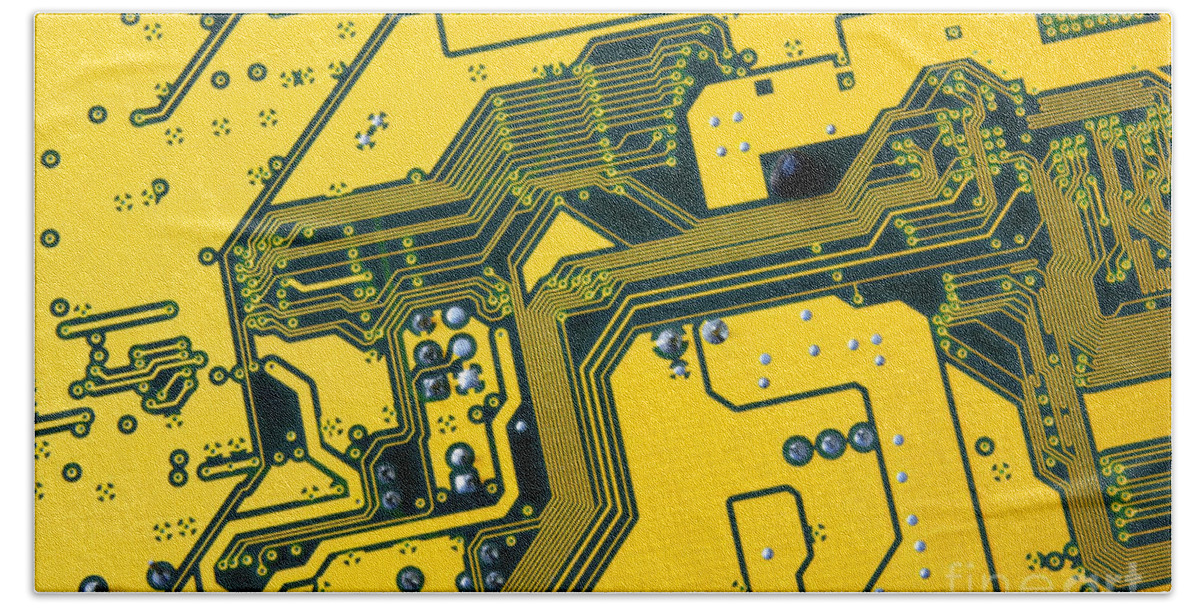 Abstract Hand Towel featuring the photograph Integrated circuit by Carlos Caetano