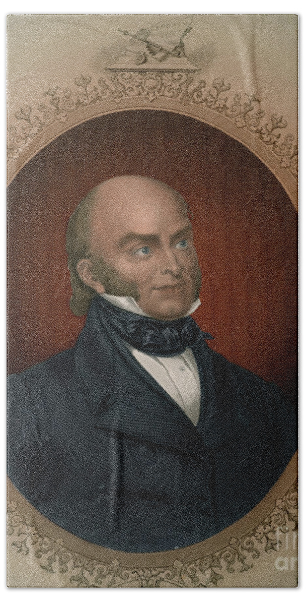 History Bath Towel featuring the photograph John Quincy Adams, 6th American by Photo Researchers