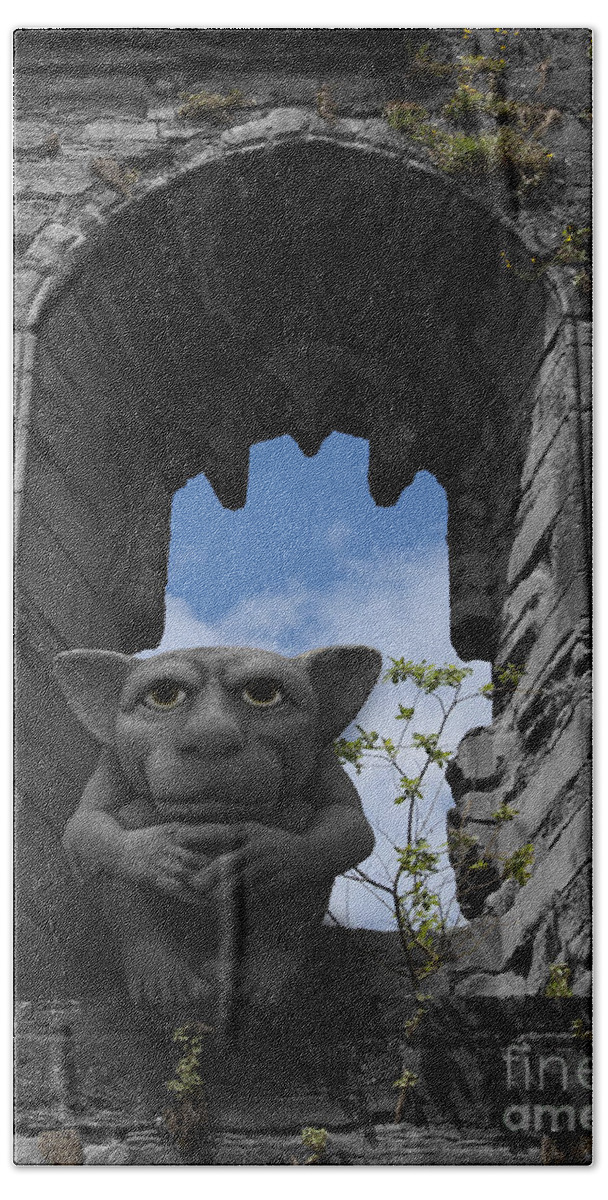 Gargoyle Hand Towel featuring the photograph Just watching by Steev Stamford