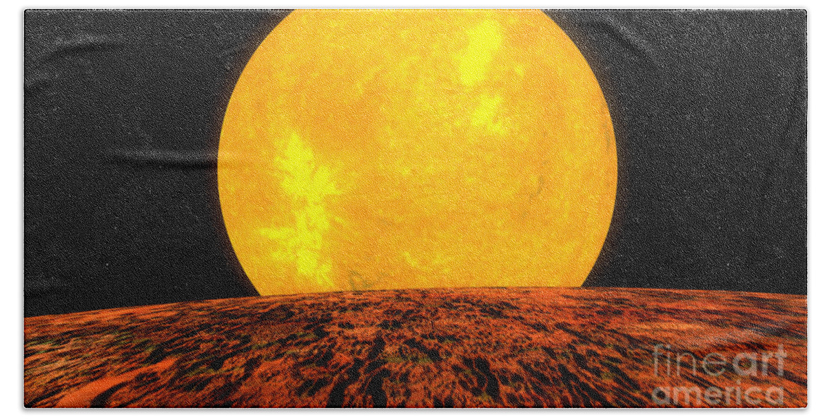 Exoplanet Hand Towel featuring the photograph Kepler-10b In Front Of Parent Star by NASA/Science Source