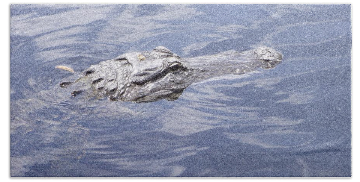 Florida Alligator Bath Towel featuring the photograph King of the Everglades by Michelle Welles