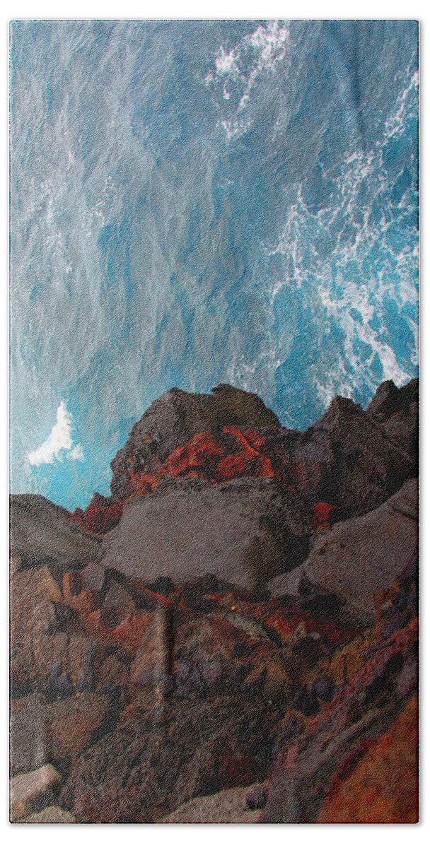Jennifer Bright Art Bath Towel featuring the photograph Lava Rocks and Ocean Water by Jennifer Bright Burr