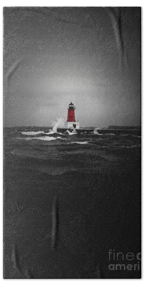 America Hand Towel featuring the photograph Lighthouse Glow by Ms Judi