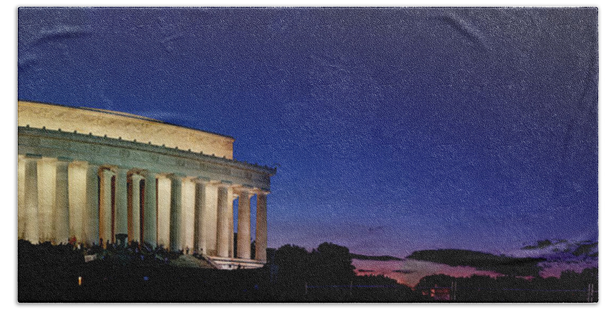 Metro Hand Towel featuring the photograph Lincoln Memorial at Sunset by Metro DC Photography