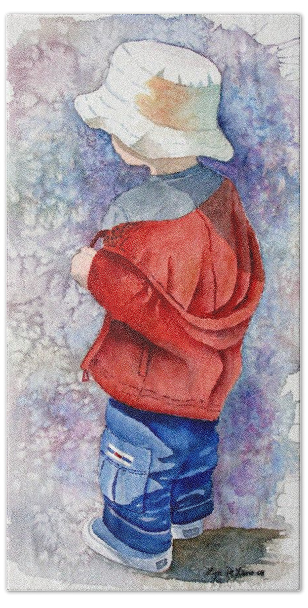 Boy Hand Towel featuring the painting Little Boy by Lyn DeLano