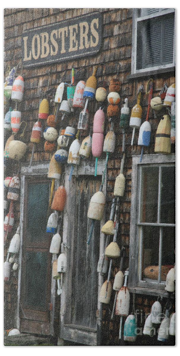 Lobster Bath Towel featuring the photograph Lobster Buoys by Timothy Johnson