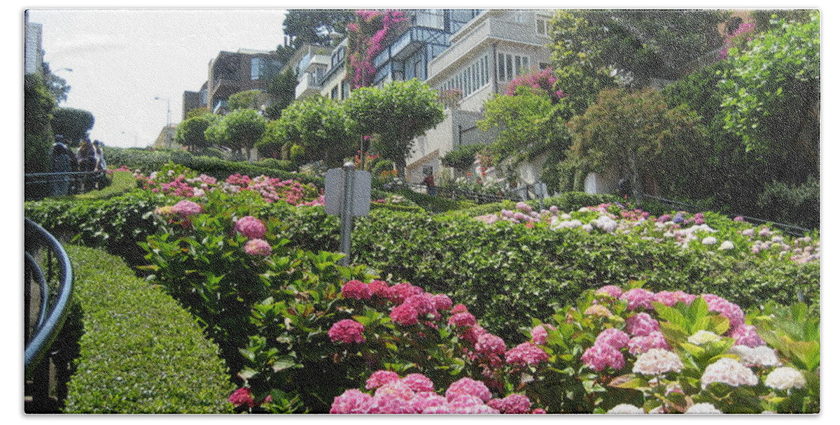 Lombard Street Hand Towel featuring the photograph Lombard Street by Dany Lison