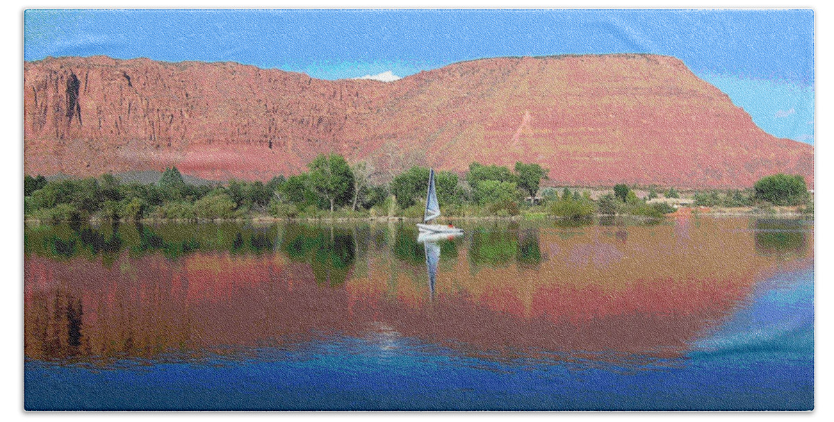 Sailboat Bath Towel featuring the photograph Reflections of Ivins, UT by Patricia Haynes
