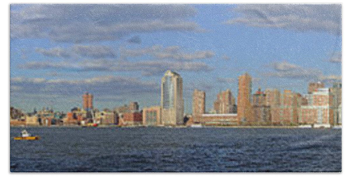 Panoramic Hand Towel featuring the photograph Manhattan - Hudson View by S Paul Sahm