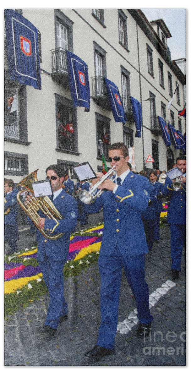 Music Hand Towel featuring the photograph Marching band by Gaspar Avila