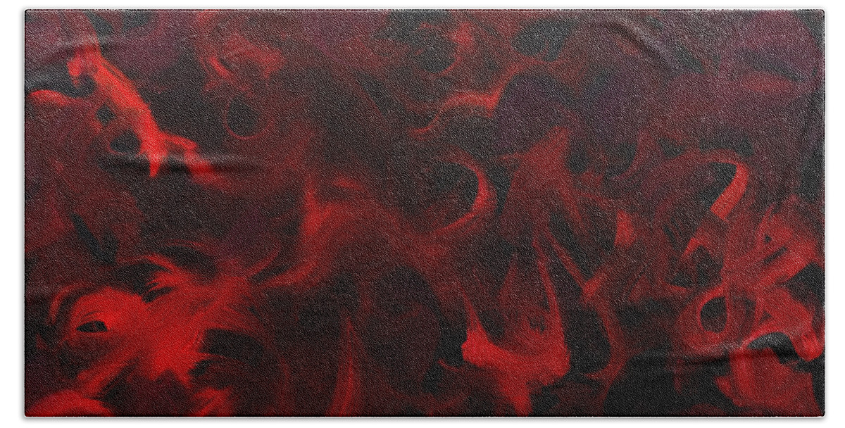 Abstract Bath Sheet featuring the painting Mars Swirl I by Shannon Grissom