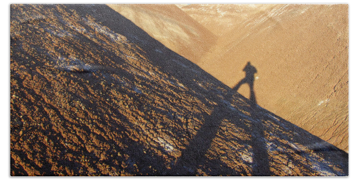 Shadow Hand Towel featuring the photograph Me and My Shadow - Utah by Mike McGlothlen