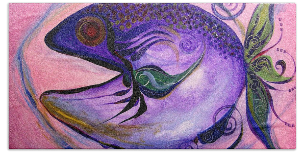 Fish Bath Towel featuring the painting Melanie Fish One by J Vincent Scarpace