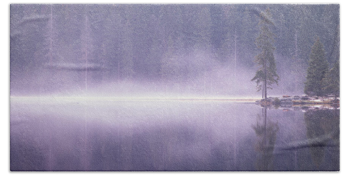 Mist Bath Towel featuring the photograph Mist rising from a lake by Ulrich Kunst And Bettina Scheidulin
