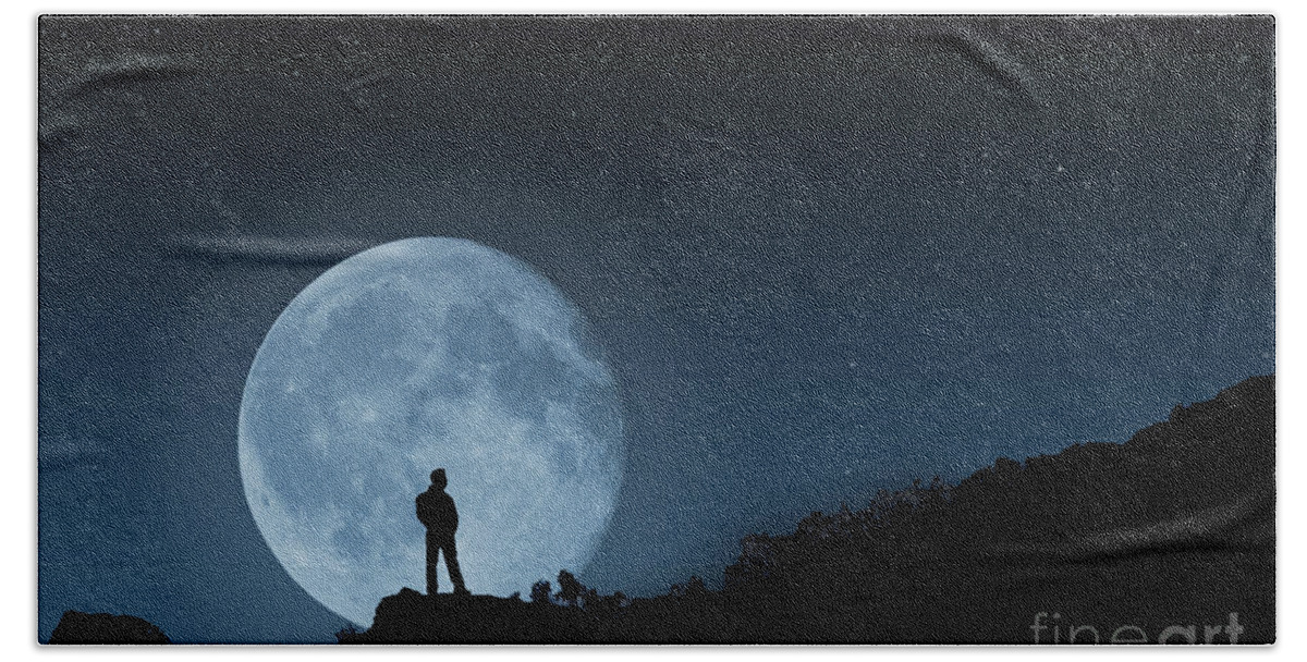 Moonlit Solitude Hand Towel featuring the photograph Moonlit Solitude by Steve Purnell