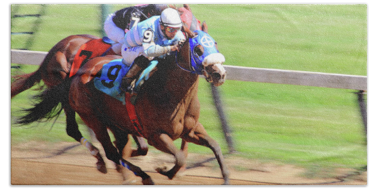 Thorougbred Race Horse Hand Towel featuring the photograph 'My Gal Sunday' on Wednesday by PJQandFriends Photography