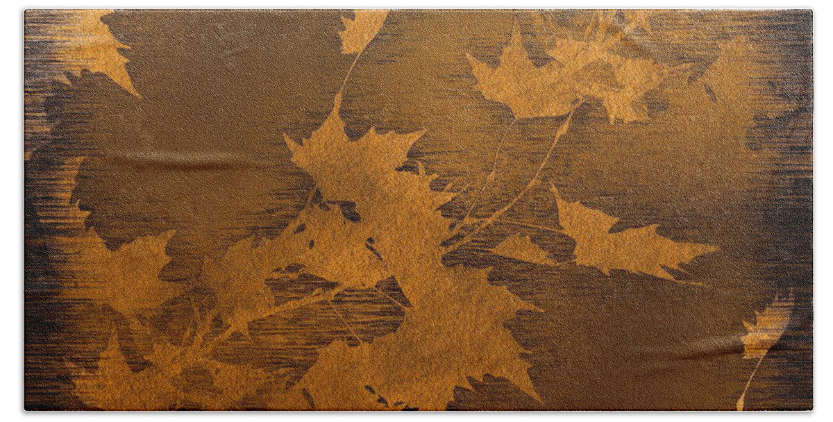 Leaf Bath Sheet featuring the digital art Natures Gold Leaf by Tim Allen