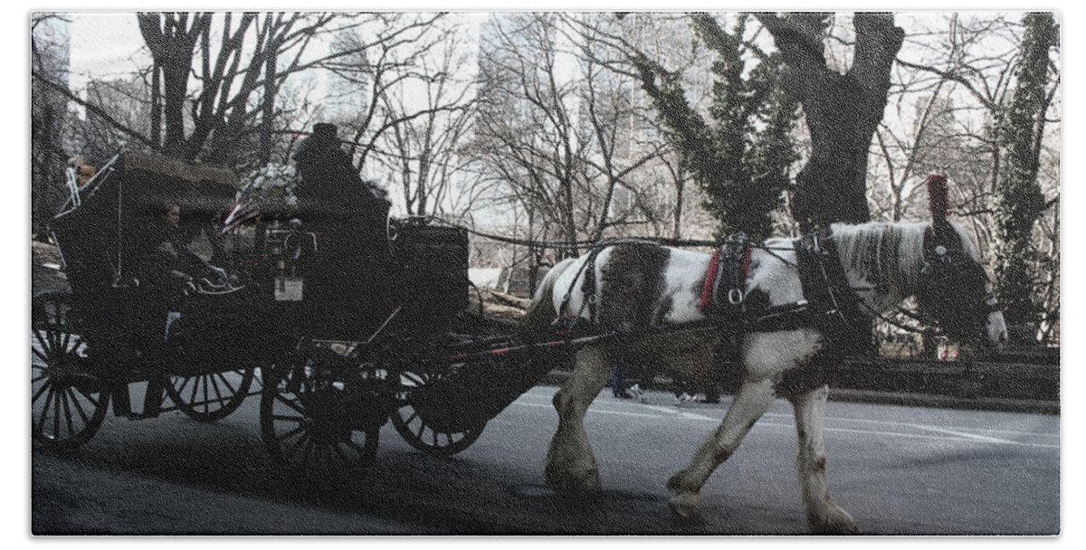 Carriage Bath Towel featuring the photograph New York City Carriage by La Dolce Vita