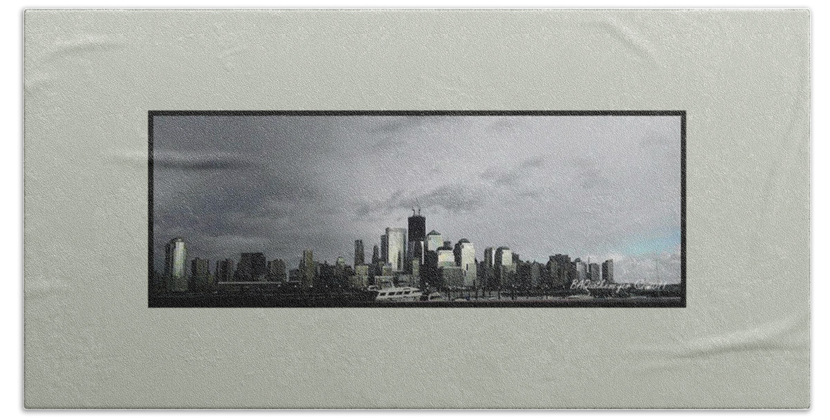 Nyc Hand Towel featuring the photograph 'NYC in Hurricane Irene Sky' by PJQandFriends Photography